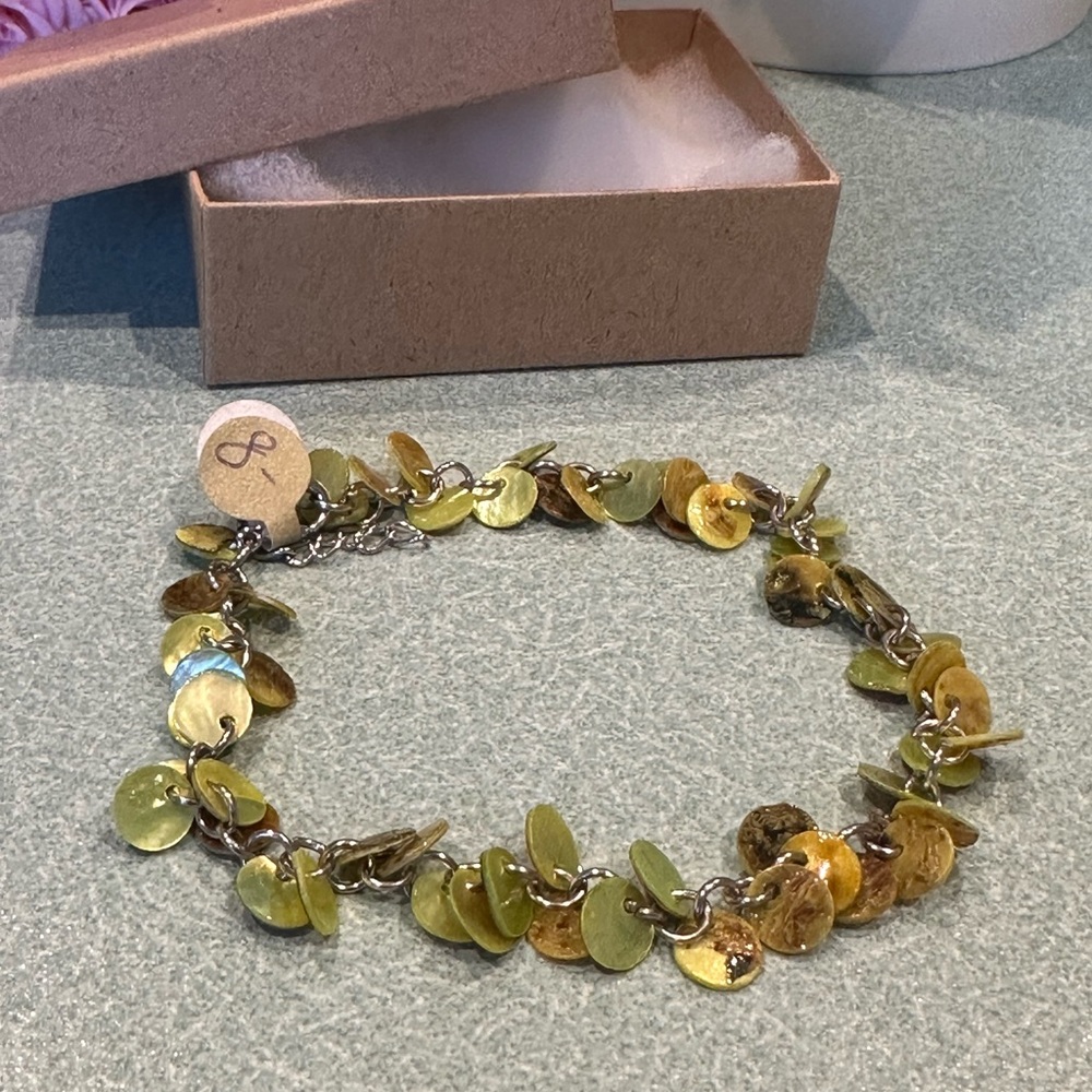 Seashell green ankle bracelet